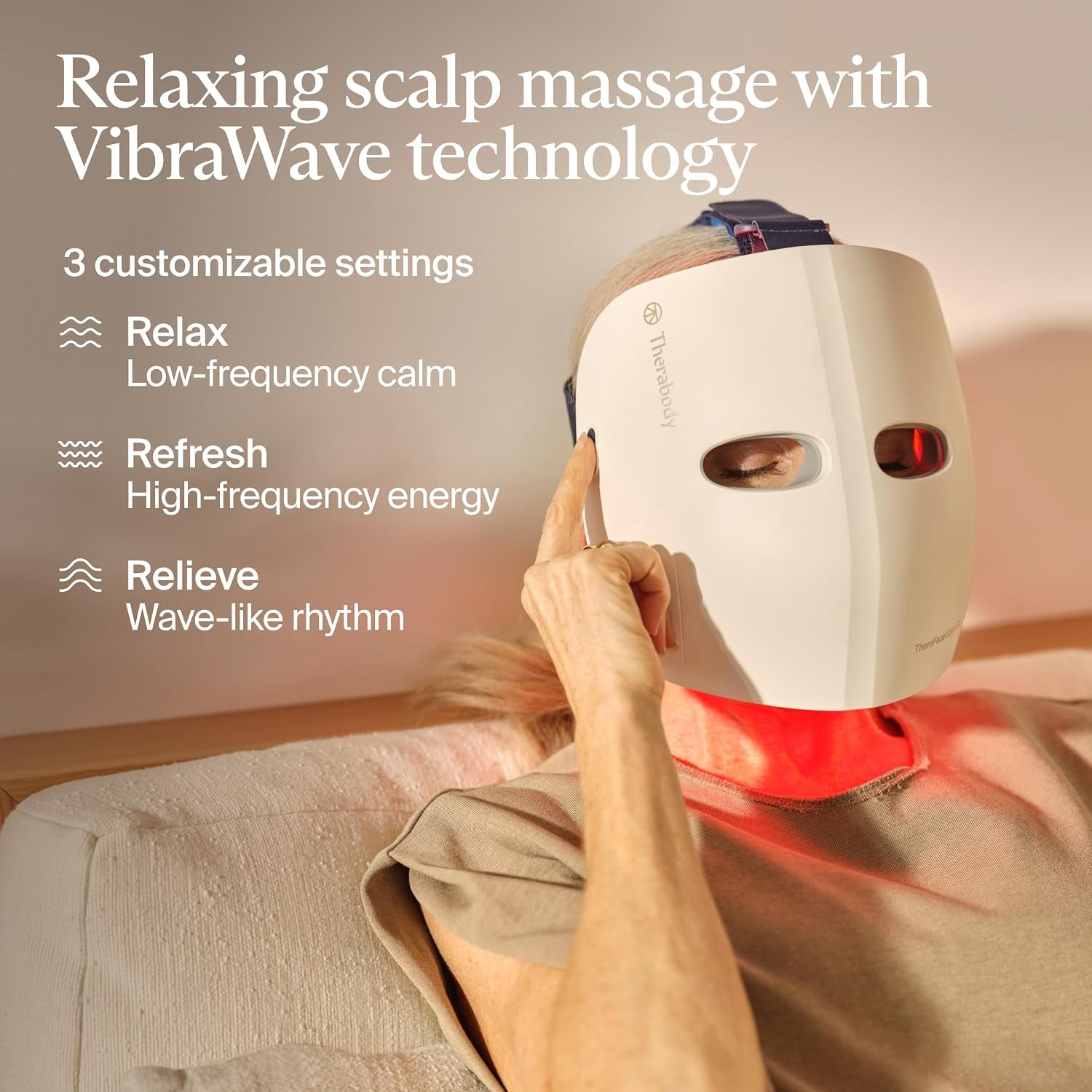 Therabody Mask Glo - Cordless LED Skincare Face Mask with Red/Blue/Infrared Light & Relaxing Scalp Massage for Glowing, Healthier-Looking Skin - FDA Cleared