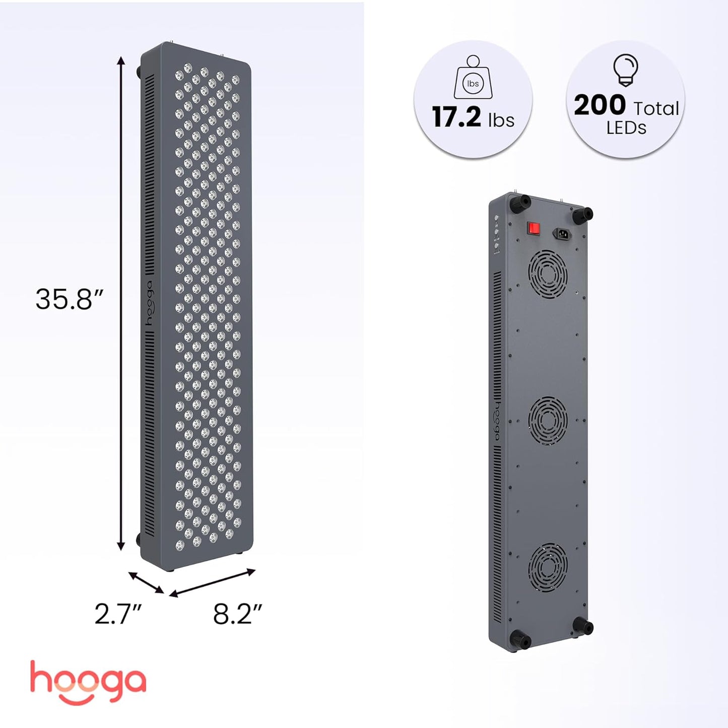 HG1000 Full Body Red Light Therapy Panel, 200 Leds, 660Nm Red & 850Nm Near-Infrared Light, Built-In Timer, Door Hanging Kit