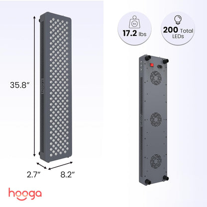 HG1000 Full Body Red Light Therapy Panel, 200 Leds, 660Nm Red & 850Nm Near-Infrared Light, Built-In Timer, Door Hanging Kit