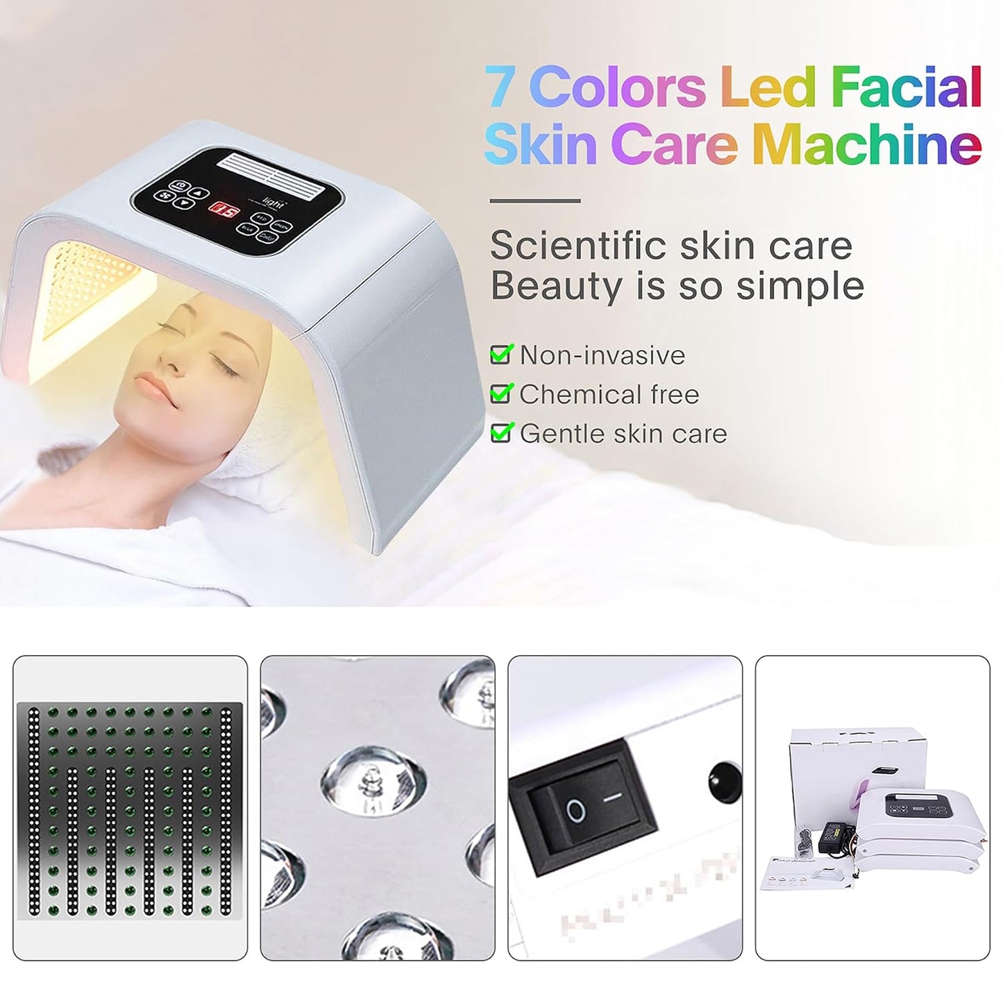 Led-Face-Light-Therapy, 7 in 1 Color LED Face Mask Facial Body Beauty Equipment