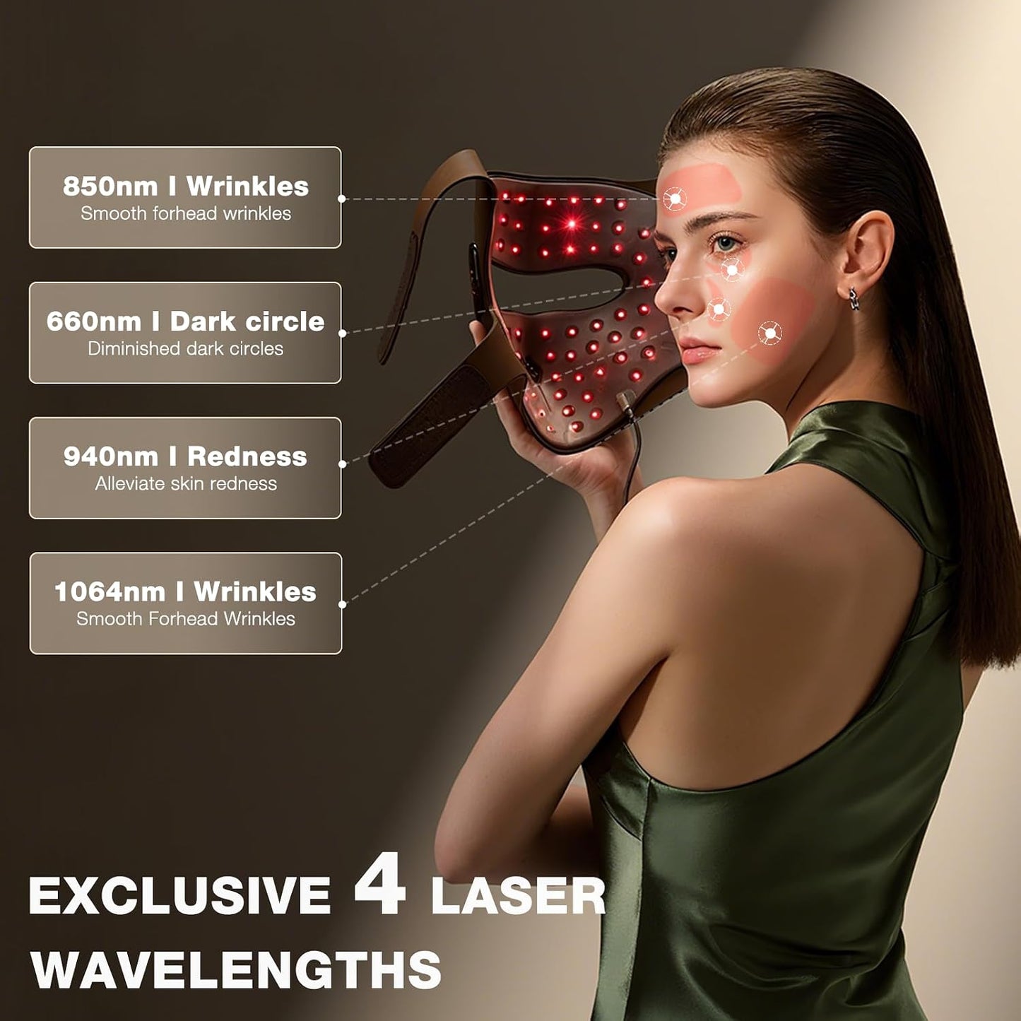 4D Laser Light Therapy Mask - Red Light Therapy for Face, Led Face Mask Light Therapy, 6X Powerful More than LED, FPT Technology, 4 Wavelengths, Anti-Aging, Gift for Women Mom Wife