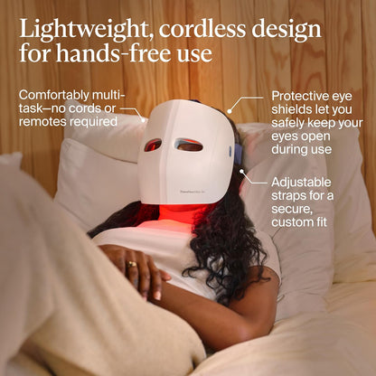 Therabody Mask Glo - Cordless LED Skincare Face Mask with Red/Blue/Infrared Light & Relaxing Scalp Massage for Glowing, Healthier-Looking Skin - FDA Cleared
