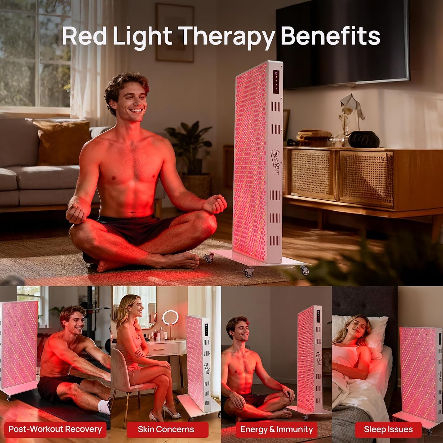 Red Light Therapy Panel for Body, 580Leds, Near‑Infrared Light Device | 7 Wavelengths (630, 660, 780, 810, 850, 940, 1060 Nm), Adjustable Intensity, Home Use