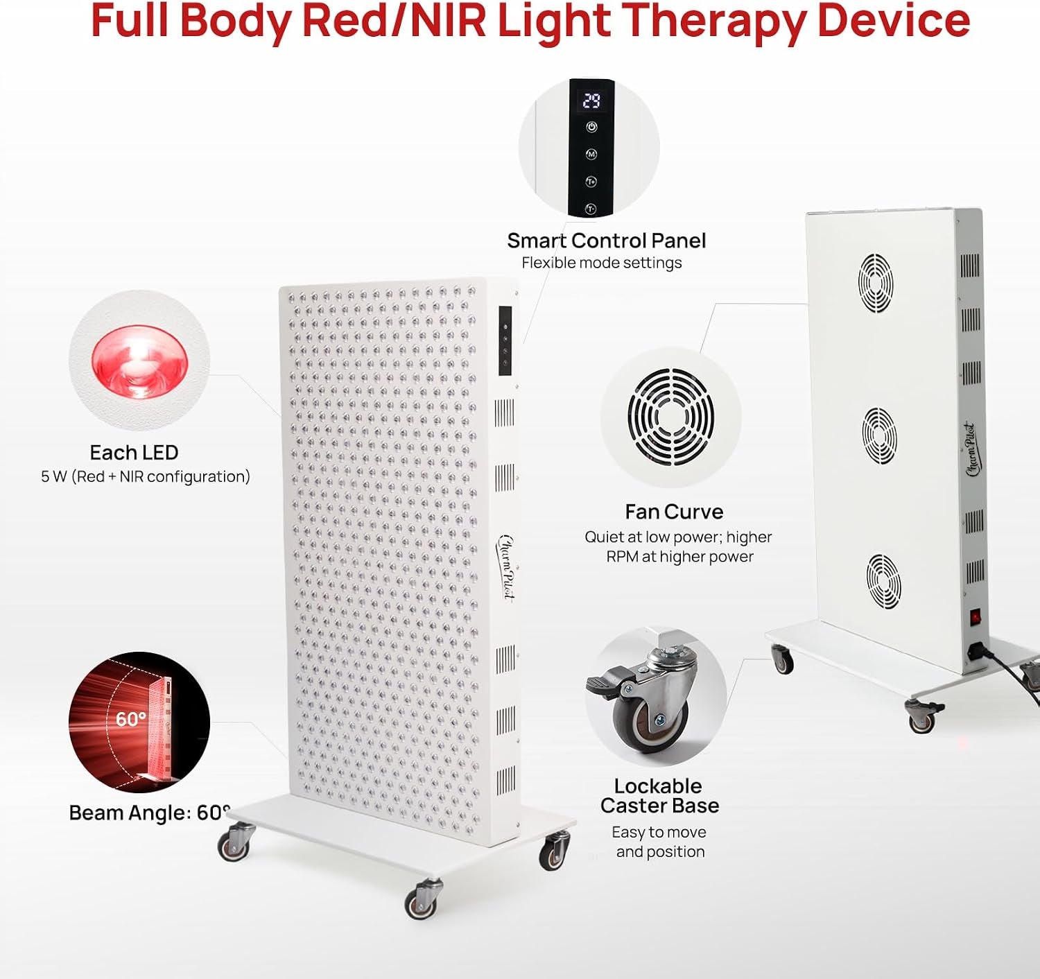 Red Light Therapy Panel for Body, 580Leds, Near‑Infrared Light Device | 7 Wavelengths (630, 660, 780, 810, 850, 940, 1060 Nm), Adjustable Intensity, Home Use