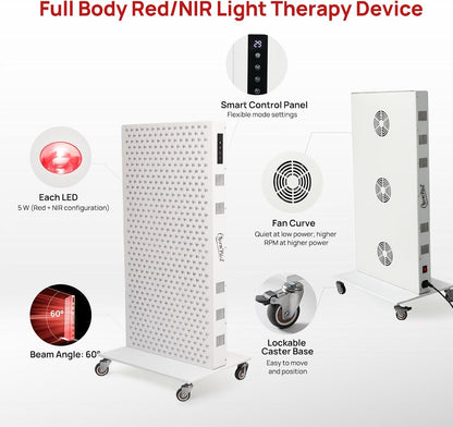 Red Light Therapy Panel for Body, 580Leds, Near‑Infrared Light Device | 7 Wavelengths (630, 660, 780, 810, 850, 940, 1060 Nm), Adjustable Intensity, Home Use