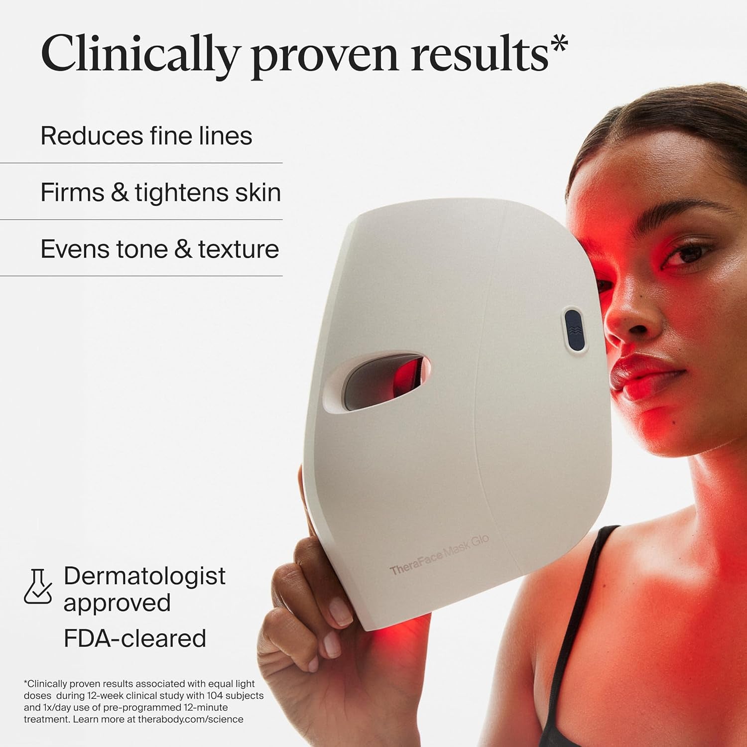 Therabody Mask Glo - Cordless LED Skincare Face Mask with Red/Blue/Infrared Light & Relaxing Scalp Massage for Glowing, Healthier-Looking Skin - FDA Cleared