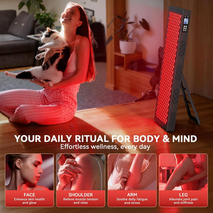 Red Light Therapy Box, 5In1 LED with 630-660-810-830-850, Metal Case, 3 Modes Red Light Panel with Soft Belt, 6 Timing Set - 9 Pulse Modes - 4-Level - Red Light Therapy Panel for Body