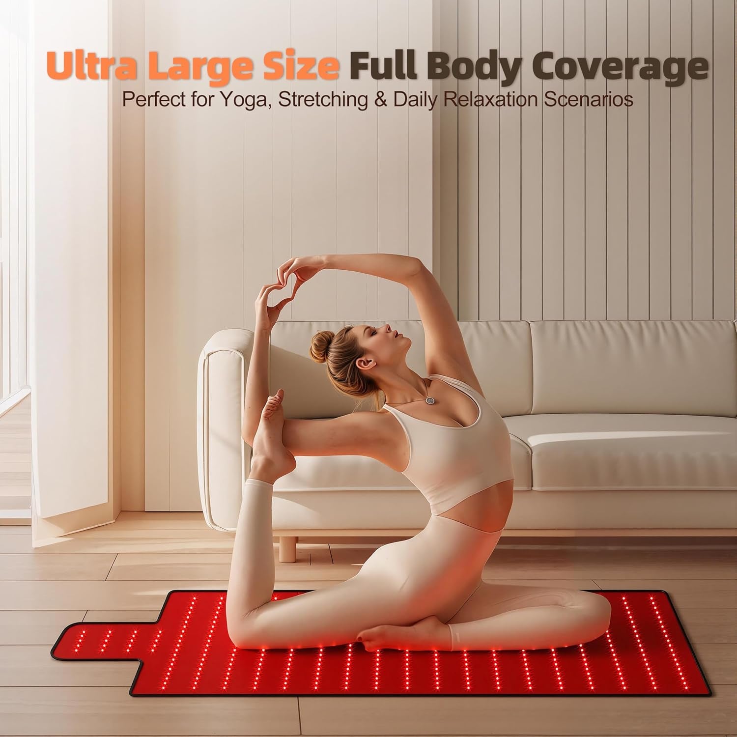 Red Light Therapy Mat for Full Body, High-Density LED Infrared Light with 5 Intensity Levels, 9 Auto-Shutoff Timer Settings, Handheld Controller, Gifts for Athletes, Office Workers, Women, Men