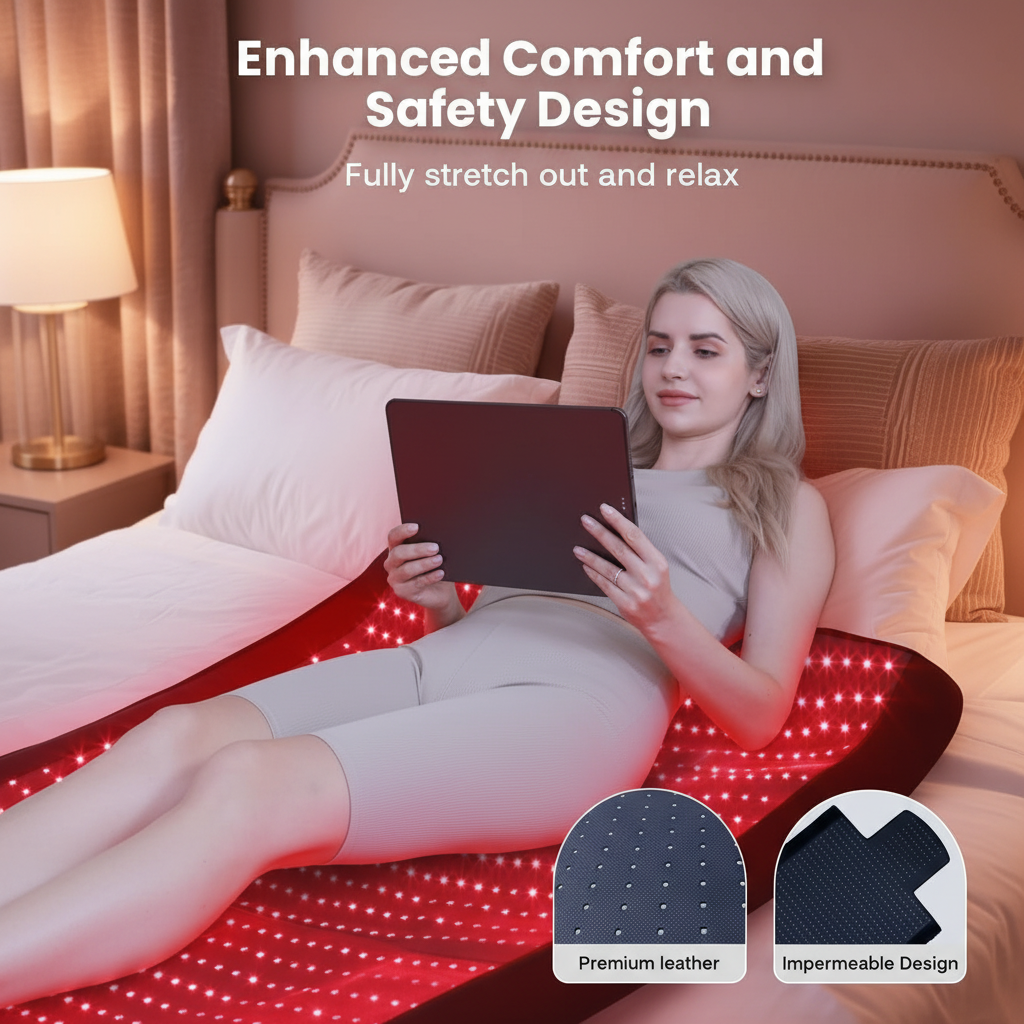 Red Light Therapy Mat for Body 74"X33", 1400Pcs Full Body Infrared Red Light Therapy Blanket with Dual-Wavelength Leds (660Nm&850Nm), Pulse Modes, Timer & Intensity Control