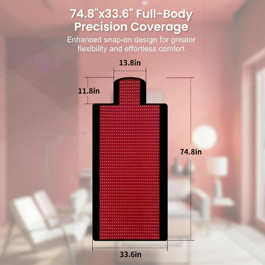 Red Light Therapy Mat for Body 74"X33", 1400Pcs Full Body Infrared Red Light Therapy Blanket with Dual-Wavelength Leds (660Nm&850Nm), Pulse Modes, Timer & Intensity Control