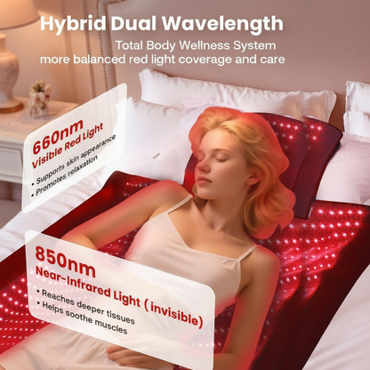 Red Light Therapy Mat for Body 74"X33", 1400Pcs Full Body Infrared Red Light Therapy Blanket with Dual-Wavelength Leds (660Nm&850Nm), Pulse Modes, Timer & Intensity Control